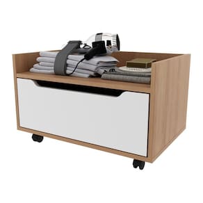 Gabinete Banheiro 60cm Com 1 Gaveta E Rodízios Multimóveis Cr10124 Amêndoa-branco Amêndoa-branco