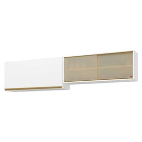 Kit 2 Armários De Cozinha Aéreos 4 Portas Veneza Multimóveis Mp2150 Branco/dourado Branco/dourado