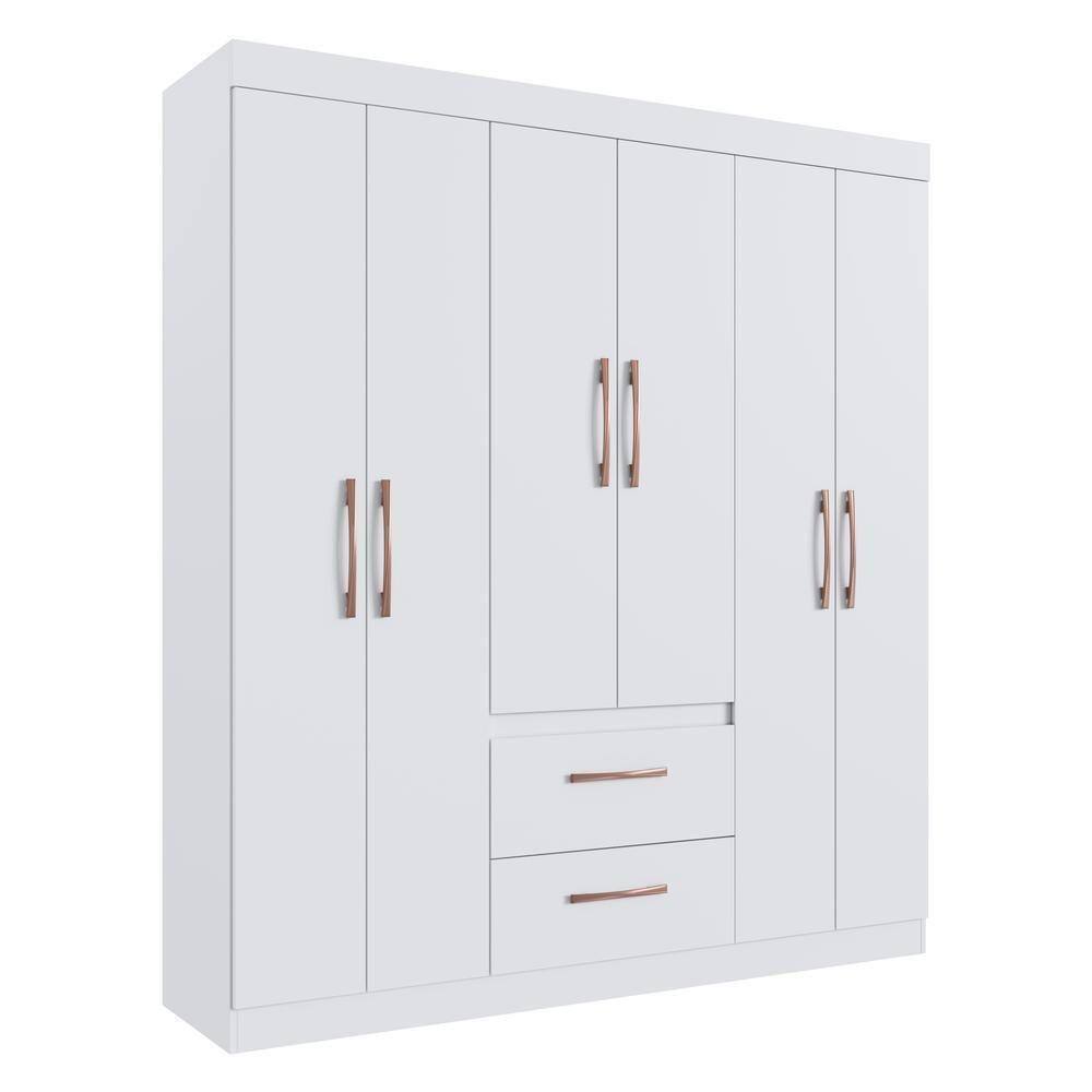 Guarda-roupas 6 Portas 2 Gavetas Multimóveis Cr35114 Branco Branco