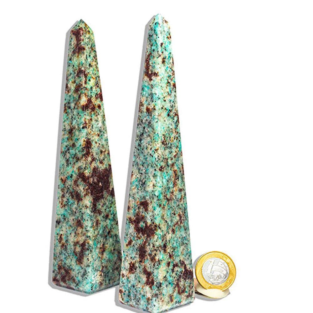 Obelisco Amazonita Paraiba Pedra Natural 17 a 18 cm