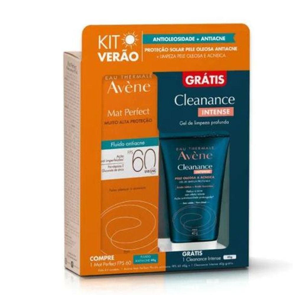 Kit Verão Avene Mat Perfect FPS 60 Fluido 40g + Gel Cleanance Intense 40g