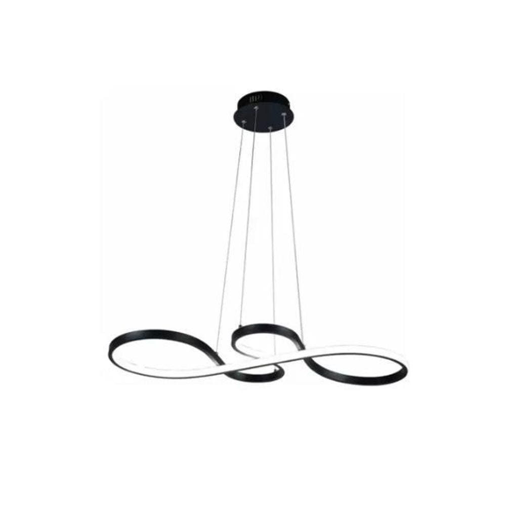 Lustre Pendente Led Smd 40W Design Moderno Preto Luz 3Em1