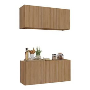 Kit Armário De Cozinha E Balcão 3 Portas Multimóveis Mp2164 Rustic Rustic
