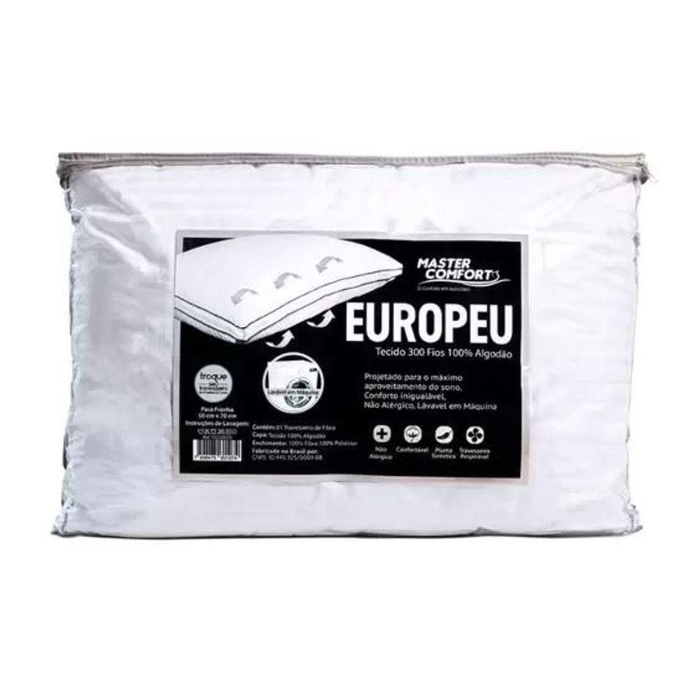 Travesseiro Toque de Pluma Europeu - Master Comfort