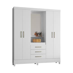 Guarda-roupas Casal 4 Portas 3 Gavetas e Espelho Cr35190 Branco