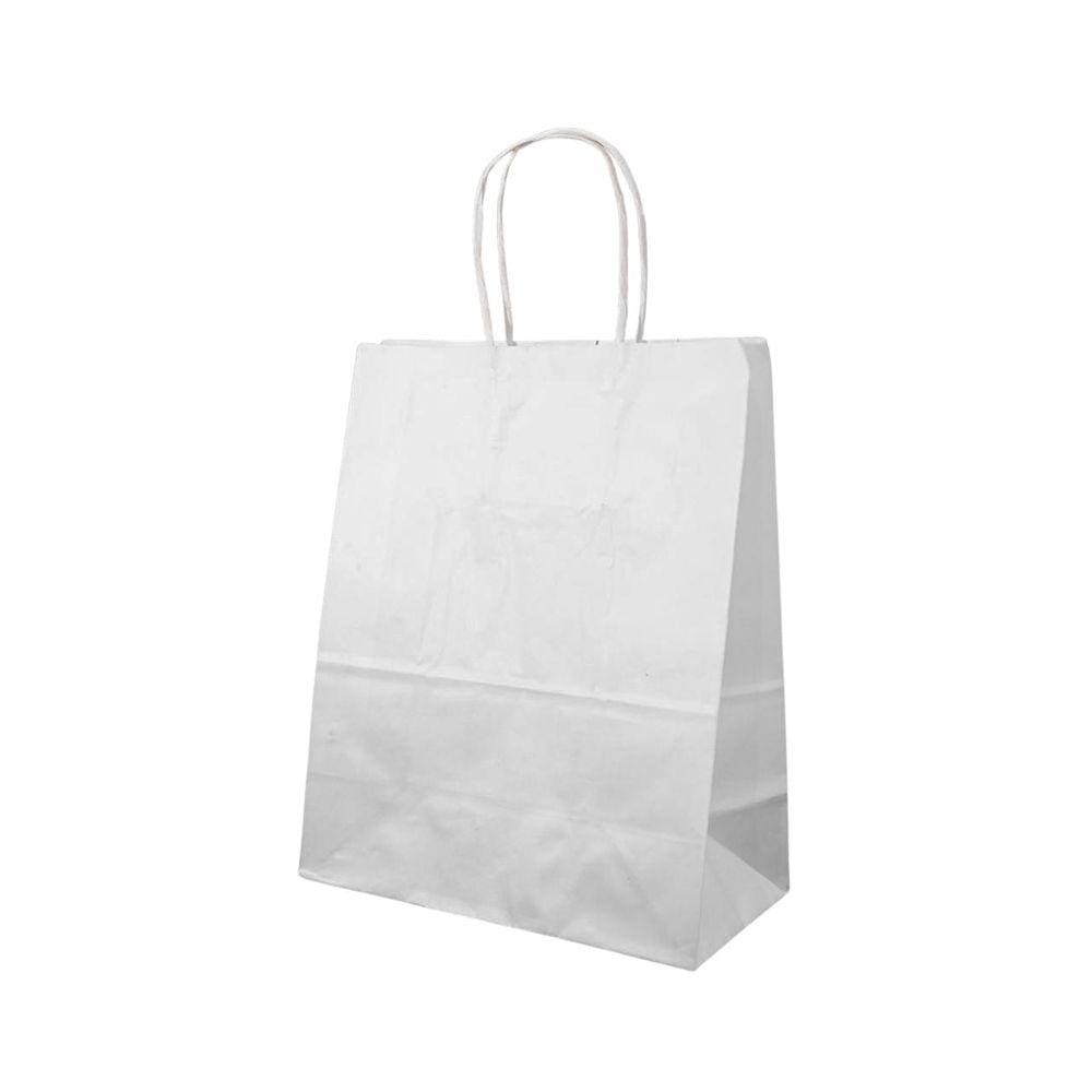 Sacola De Papel Kraft Branca Pp 13,5X8x16 C/ 50 Un.