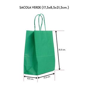 Sacola Para Presente Kraft Verde 17,5X8,0X21,5 C/ 30 Un.