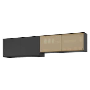 Kit 2 Armários De Cozinha Aéreos 4 Portas Veneza Multimóveis Mp2150 Preto Preto