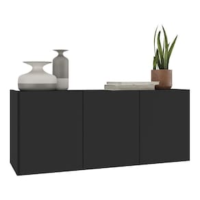Aparador Buffet Suspenso 3 Portas Multimóveis Mp8001 Preto Preto