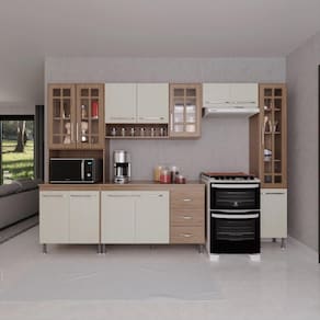 Cozinha Completa 5 Peças 295cm 12 Portas 3 Gavetas Com Tampo