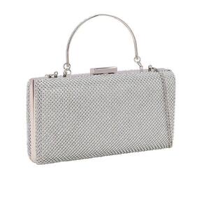 Bolsa Clutch Festa Feminina Strass Chenson Prata 20x11x5 cm