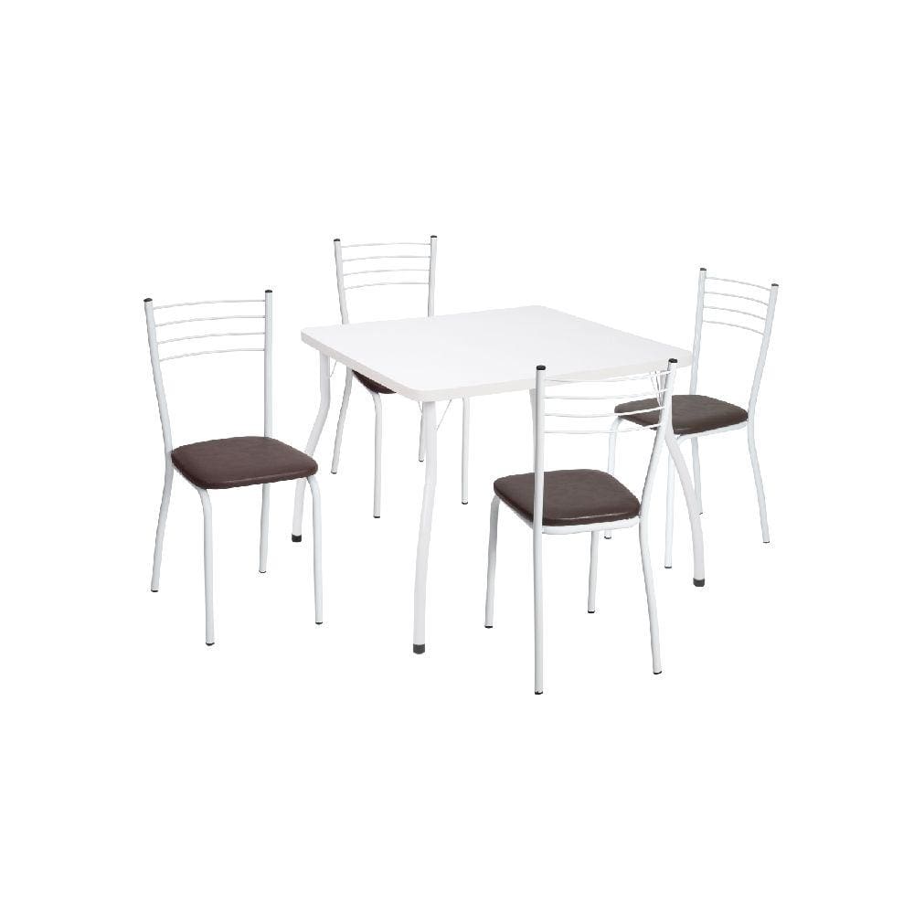Conjunto de Mesa com 4 Cadeiras Fil Móveis 13|1080 Branca/Marrom