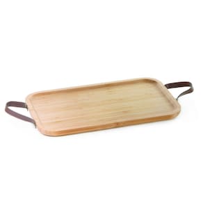 Bandeja com Alça Couro Ecokitchen Bambu - Mimo Style