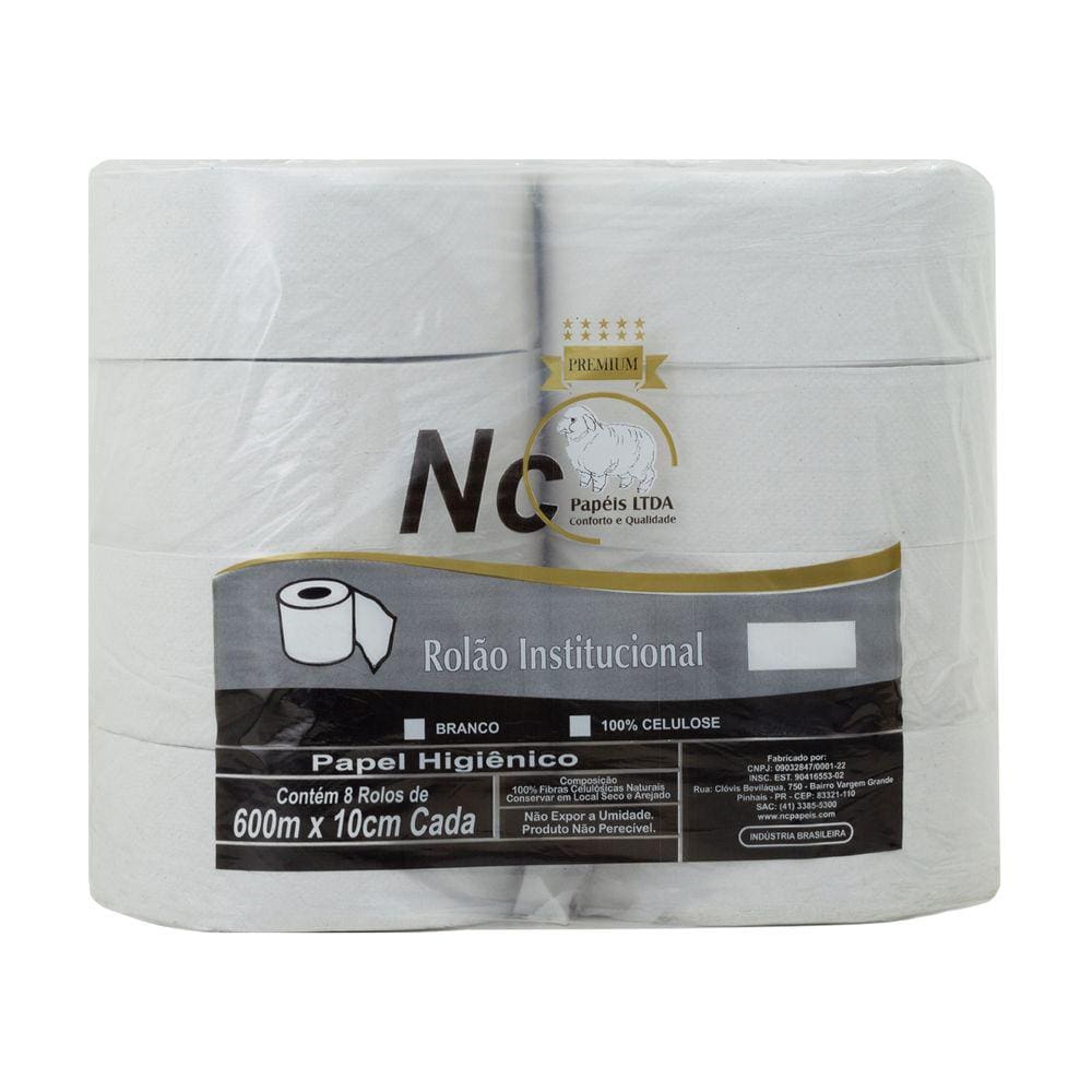 Papel Higienico Branco Institucional (10 Cm. X 600 M.) C/ 8 Rolos