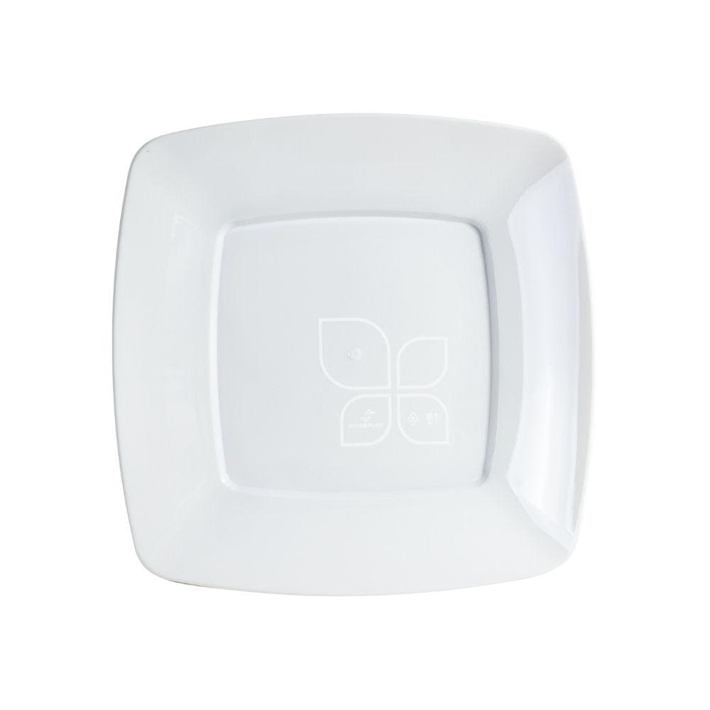 Prato Quadrado 21 Cm Branco C/ 10 Un.