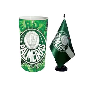 Copo Térmico c/ Caixa de Som Bluetooth Palmeiras Branco