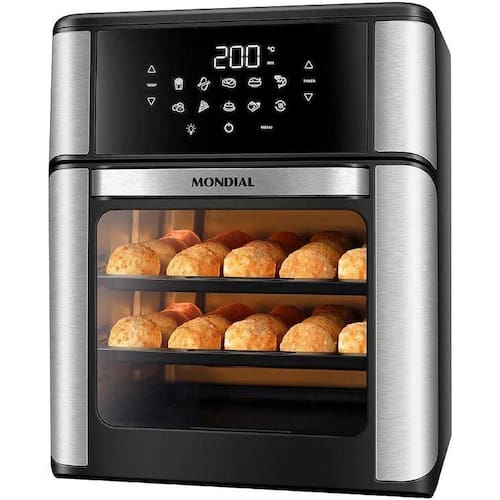 Air Fryer e Forno Mondial 12 Litros Antiaderente Duraflon Painel Digital Preto/Inox AFO12LBI- 220V 110V