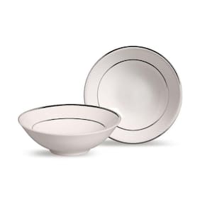 Conjunto 6 Bowls Decorados 300ml Cerâmica Feldspática Branca