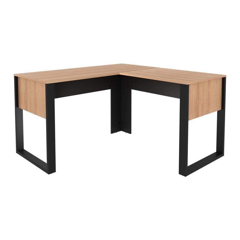 Mesa De Canto Para Escritório 136cm Multimóveis Cr25263 Amêndoa-preto Amêndoa-preto