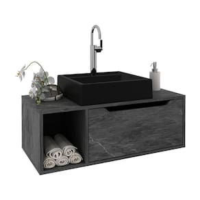 Gabinete Banheiro 80cm Com 1 Porta E Nicho Multimóveis Cr10122 Mármore Lunar Mármore Lunar