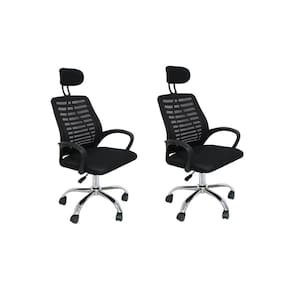 Conjunto 2 Cadeiras Office Diretor com Encosto e Rodízios Cádis Preto