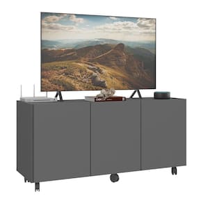 Rack Para Tv Até 32 Polegadas Com 3 Portas E Rodízios Multimóveis Mp1065 Grafite Grafite