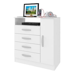 Cômoda 80cm 4 Gavetas 1 Porta Multimóveis Cr35150 Branco