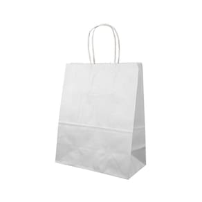 Sacola De Papel Kraft Branca M 17,5X8,5X21,5 C/ 30 Un.