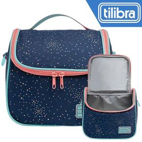 Lancheira Académie Dots Azul Tilibra - 22x18,5x14cm