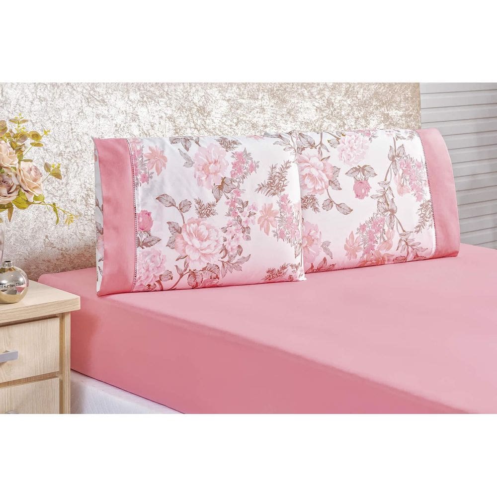 Lençol Casal Padrão Micropercal 200 Fios Naturale 03 Peças
