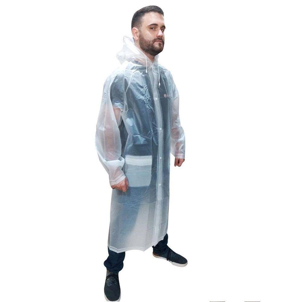 Capa de Chuva M Transparente 100% PVC | Fácil de Carregar