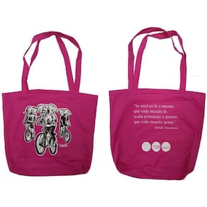 Ecobag Vinil - Martins Fontes - Elefantes De Bicicleta - Rosa