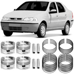 Kit Pistão Anel Std Siena 1.0 2002 A 2006 Gasolina Metal Lev