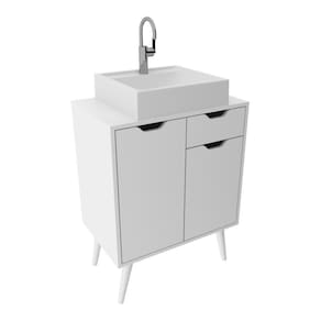 Gabinete Banheiro 60cm 2 Portas E 1 Gaveta Retrô Multimóveis Cr10118 Branco Branco