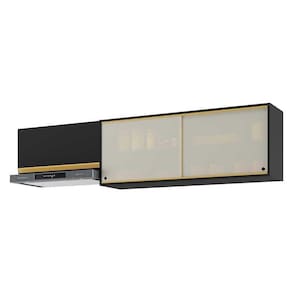 Kit 2 Armários De Cozinha Aéreos 3 Portas Veneza Multimóveis Mp2153 Preto/dourado Preto/dourado