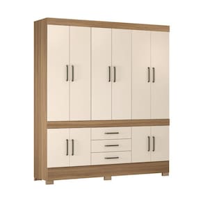 Guarda-roupas Casal 10 Portas 3 Gavetas Cr35191 Amêndola-off White