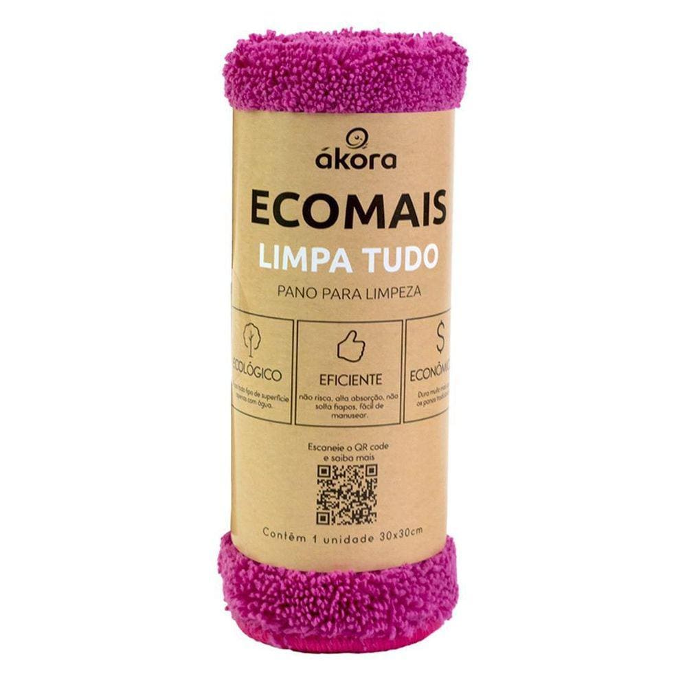 Pano de Limpeza Ecomais Limpa Tudo Rosa - Akora 30x30cm