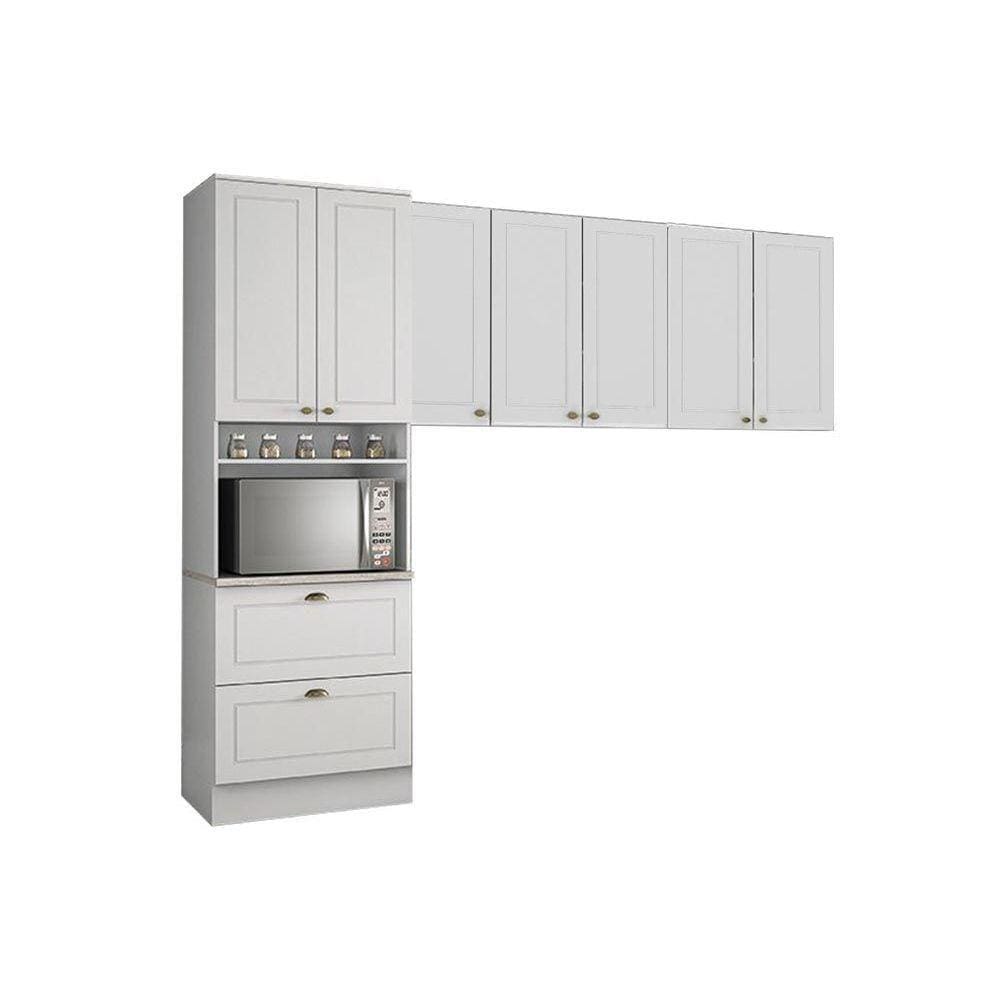Kit de Cozinha Completa 3 Peças Americana (2 Armários + 1 Paneleiro) CPT08 Branco - Henn