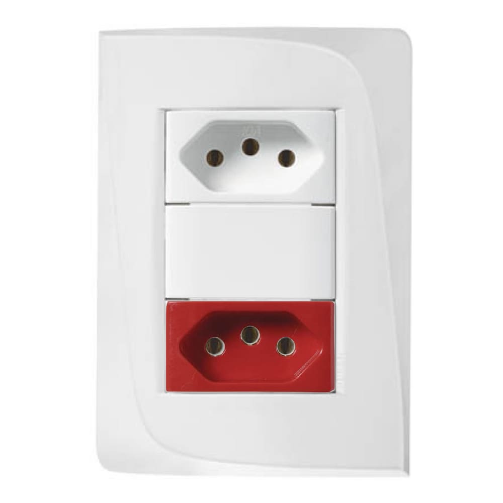 Kit 10 Conjunto Tomada Dupla Vermelha Branca 20A 250V Pezzi Tendenza 50000