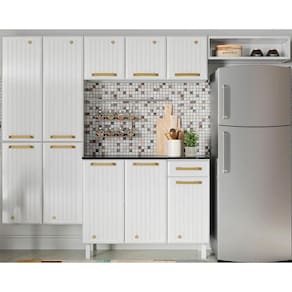 Kit de Cozinha Compacta Diamante Smart Aço 4 Peças (2Aéreos+1Balcão+Paneleiro) CZ28 Branco - Telasul