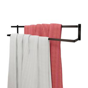 Toalheiro Parede Banheiro Porta Toalha Duplo 60cm Preto