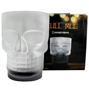 Caneca De Chopp 3D Caveira Formato Crânio Vidro Transparente Base Preta 500ml