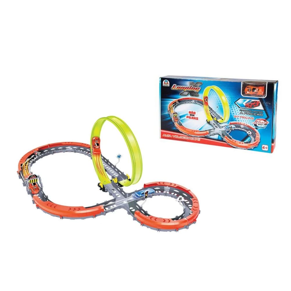 Pista de Carrinhos Looping X 27 Peças - Braskit