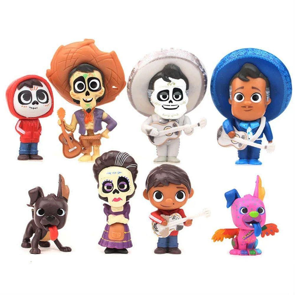 Kit 8 Bonecos Coco A Vida É Uma Festa Miniaturas Disney