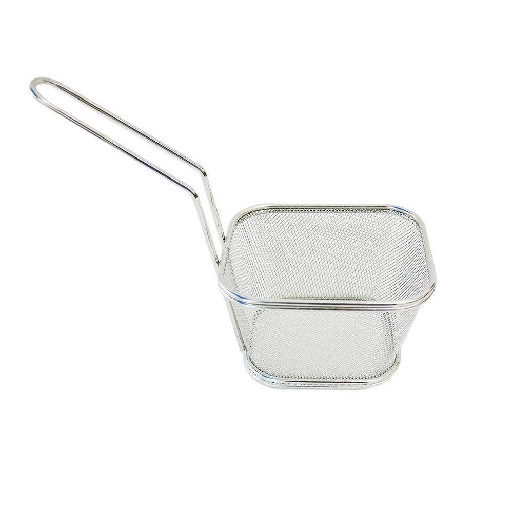 Cesta De Petisco Quadrada De Aço Inox 6x9x10.5cm