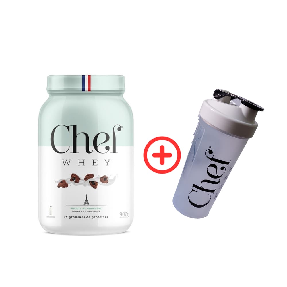 Whey Protein Gourmet Zero Lactose 907g - Cookies de Chocolate + Coqueteleira - Chef Whey