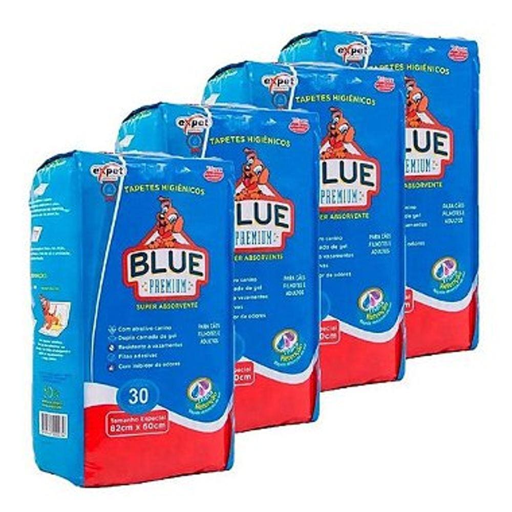 Kit 4 Tapete Higienico Blue Premium 30 Un