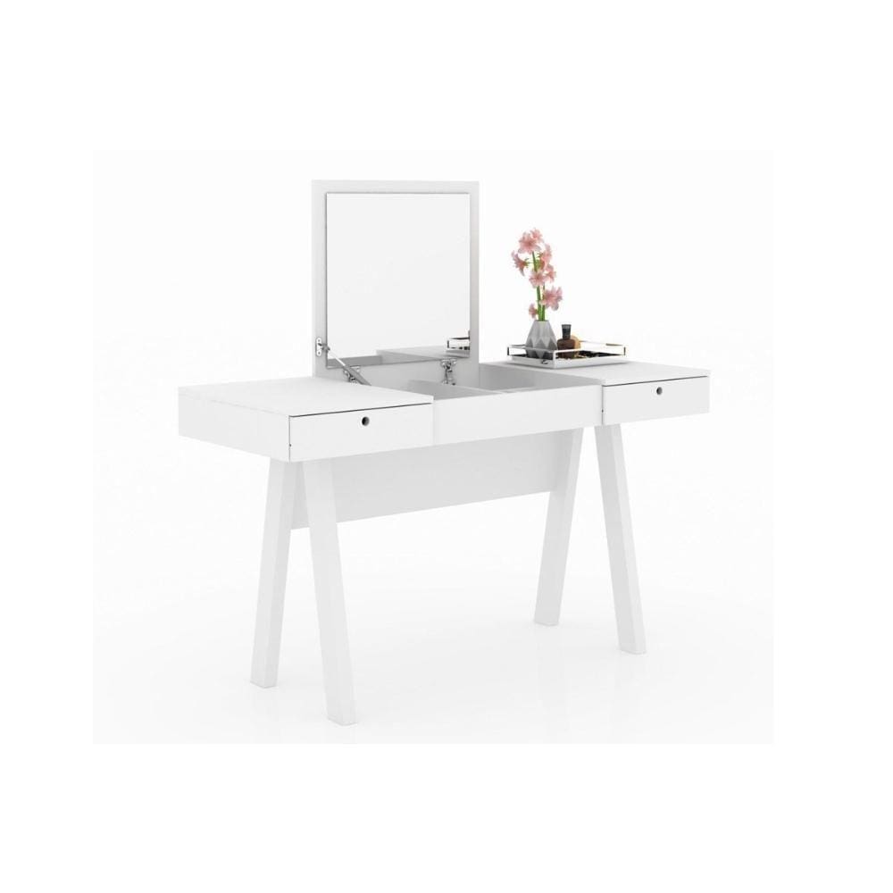 Penteadeira Infantil PE-2002 c/ 2 Gavetas e Espelho Branco - Tecno Mobili