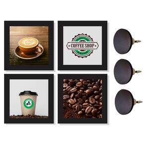 4 Quadros Decorativos Cantinho do Café e Ganchos de parede