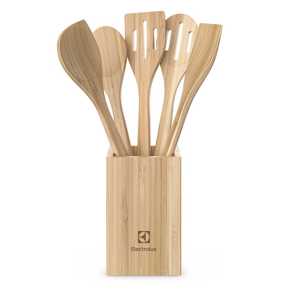 Utensílios de Bambu Electrolux 06 Peças Talheres e Porta Utensilios